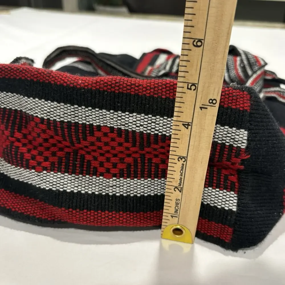Pinzon Gamecock Backpack Bag Boho Hippie Red Black Embroidered Drawstring